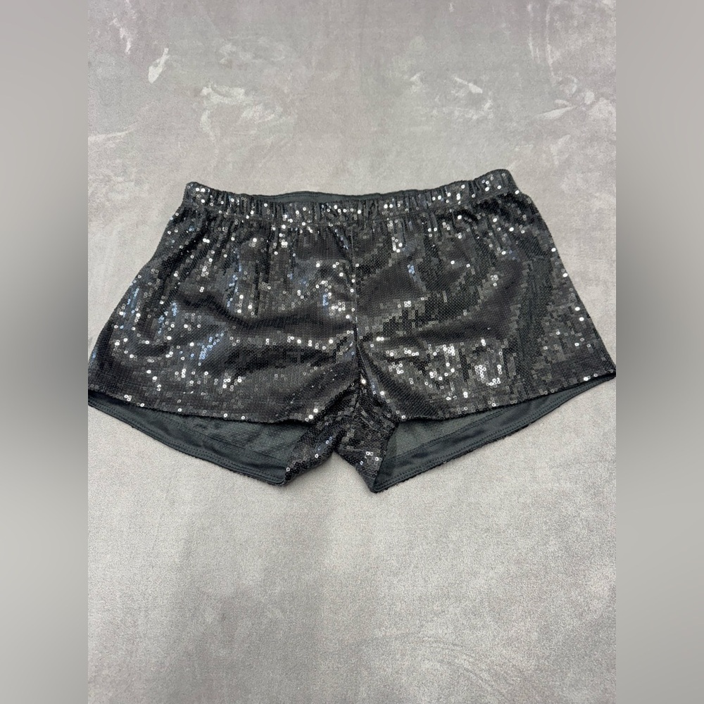 Amscan Black Sequin Athletic booty Shorts adult M/L mermaid core costume rave